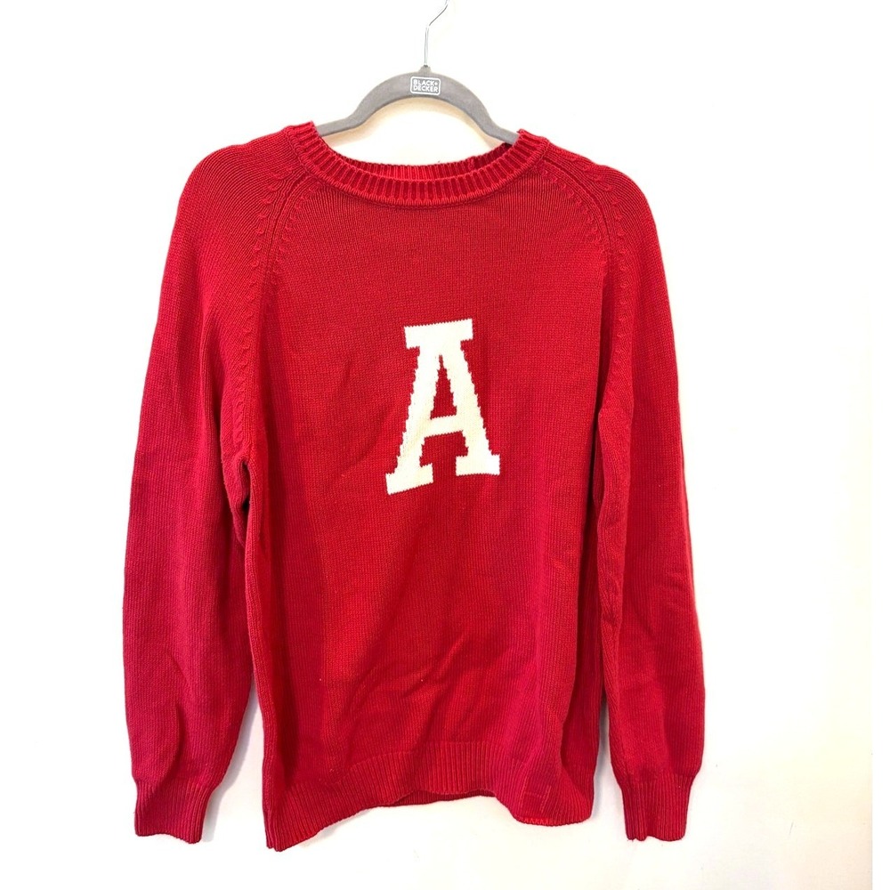 Hillflint Red Varsity Letter A Knit Sweater Womens Large Collegiate Preppy Crew